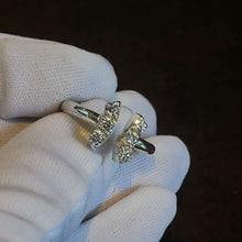 Load image into Gallery viewer, Diamond Bowed T-bar Ring
