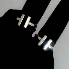 Load image into Gallery viewer, Two handmade sterling silver T-Bar rings side by side