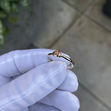 Load image into Gallery viewer, Orange Sapphire Oval Rubover Solitare Ring // 9k Gold
