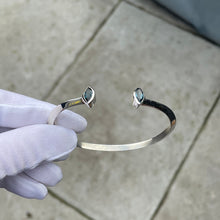 Load image into Gallery viewer, Sterling silver blue topaz double ended bangle
