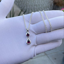 Load image into Gallery viewer, Double Teardrop Necklace - Rhodalite Garnet

